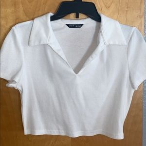 White collared crop top